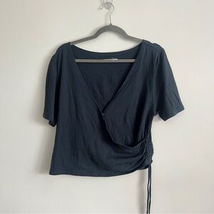 O’Neill Plunge V Neck Navy Blue Short Sleeve Top Size XL